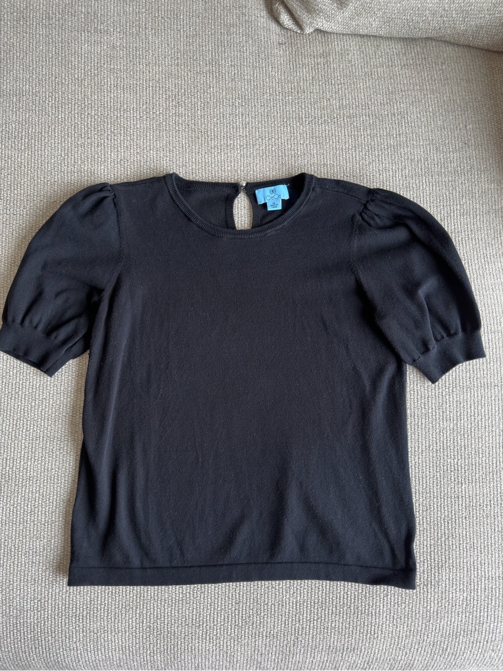 Cece Black Puff Sleeve Knit Top